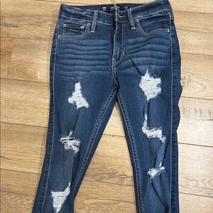 Hollister Dark Blue Distressed Skinny Jeans